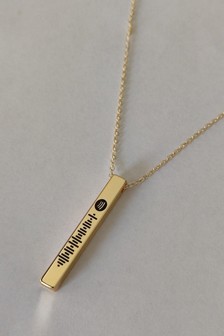 Unisex Spotify Coded Gold Color Bijouterie Stick Bar Necklace Chain - Swordslife