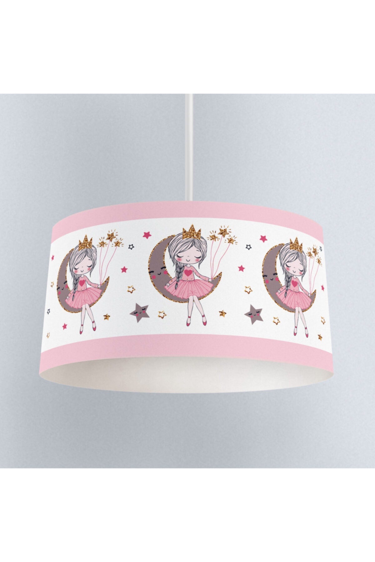 Children'S Room Pendant Chandelier With Moon Pattern - Lampshade Chandelier