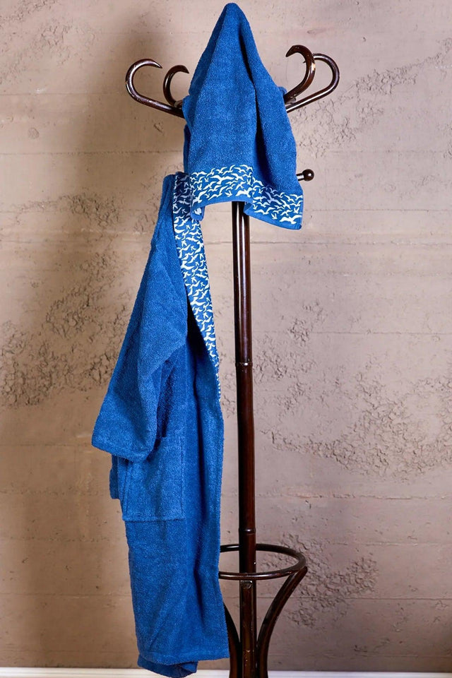 Veta Navy Blue Young Bathrobe Set 14-18 Age - Swordslife