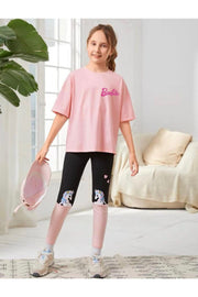 Kids Unisex Oversize Pink Barbie Printed T-Shirt