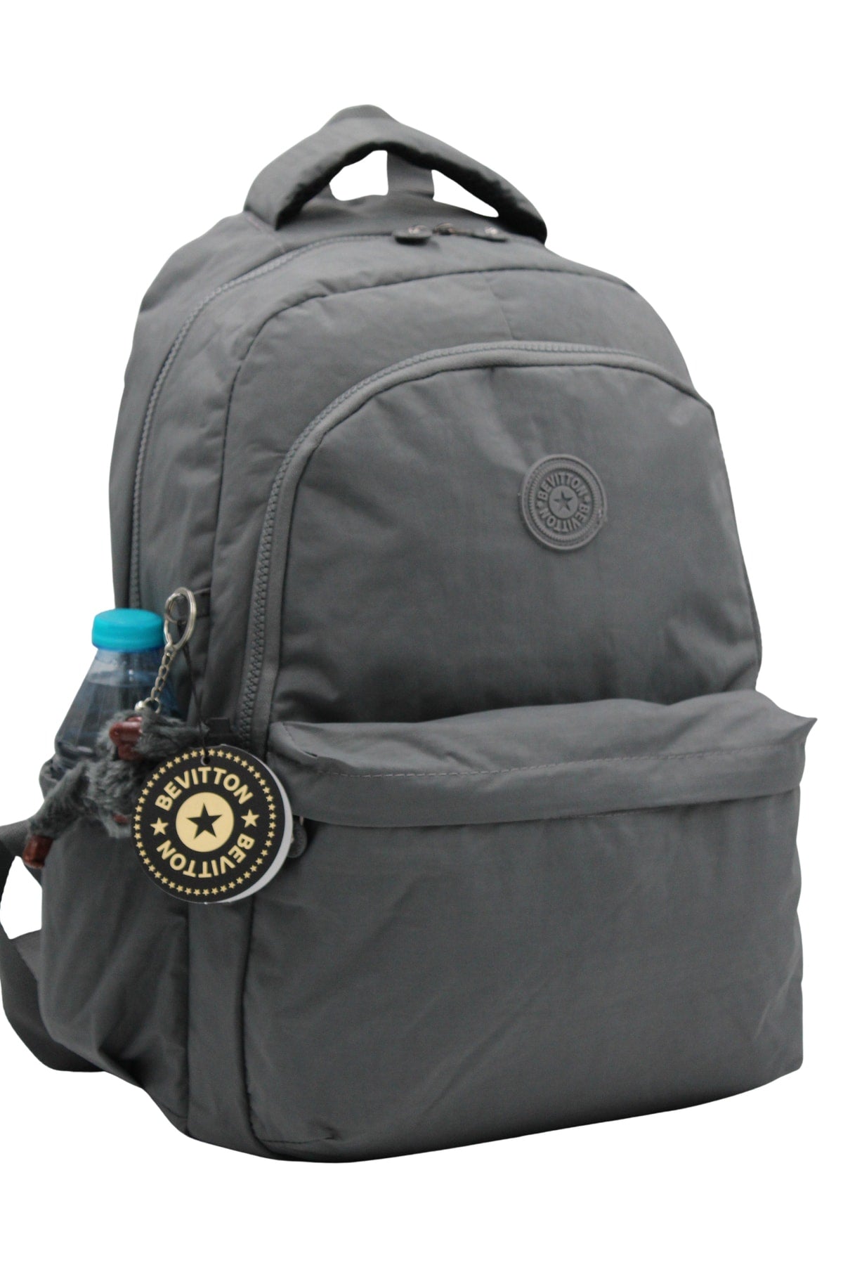 Crinkil Fabric Unisex Gray School Backpack 2200