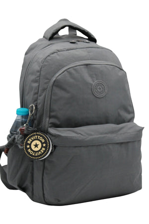 Crinkil Fabric Unisex Gray School Backpack 2200
