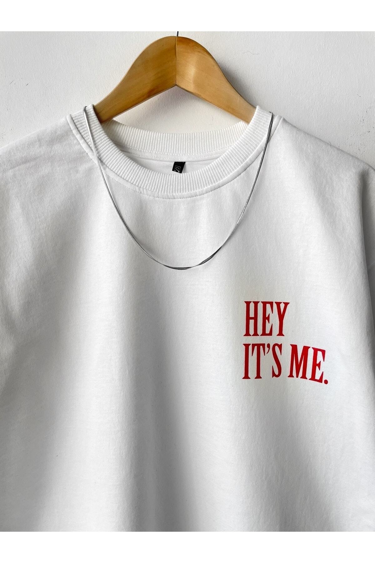 Men'S Hey It'S Me Printed Crew Neck Oversize T-Shirt