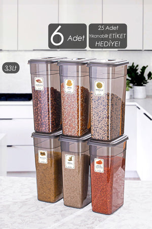 Diamond Labeled 3.3 Liter 6-Piece Storage Container - Pulses Storage Container - Food Storage Container Set