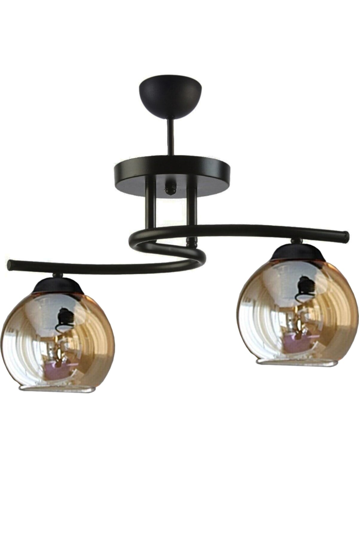 Fuji Modern Decorative Black Color Honey Glass Living Room - Kitchen - Bedroom 2-Piece Chandelier