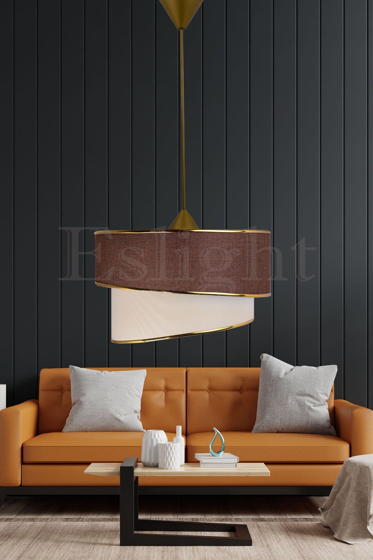 Ruzgar Modern Single Pendant Lamp Dark Brown Chandelier R.89kk
