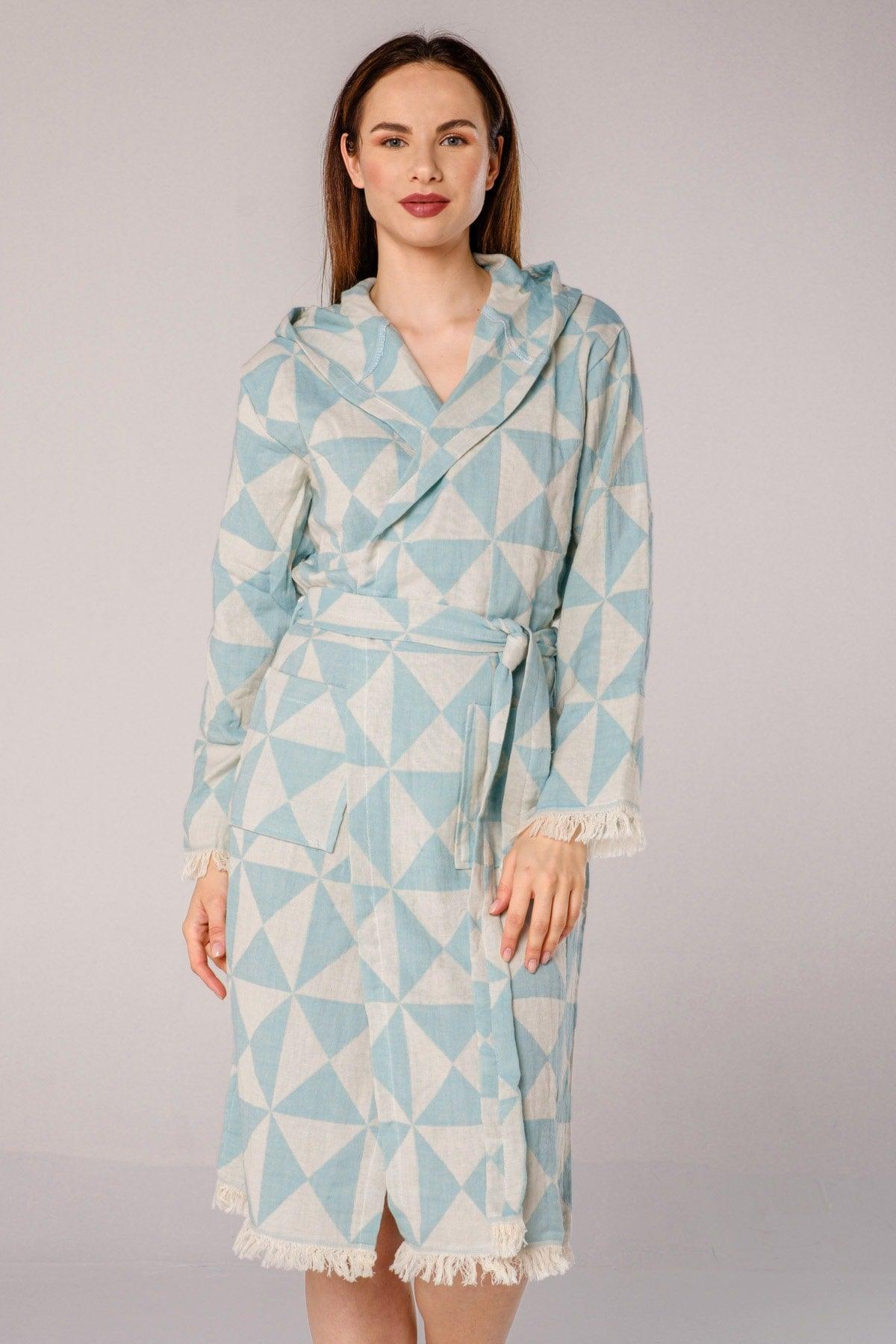 Pyramid Patterned Women's Peshtemal Beach Robe - Swordslife