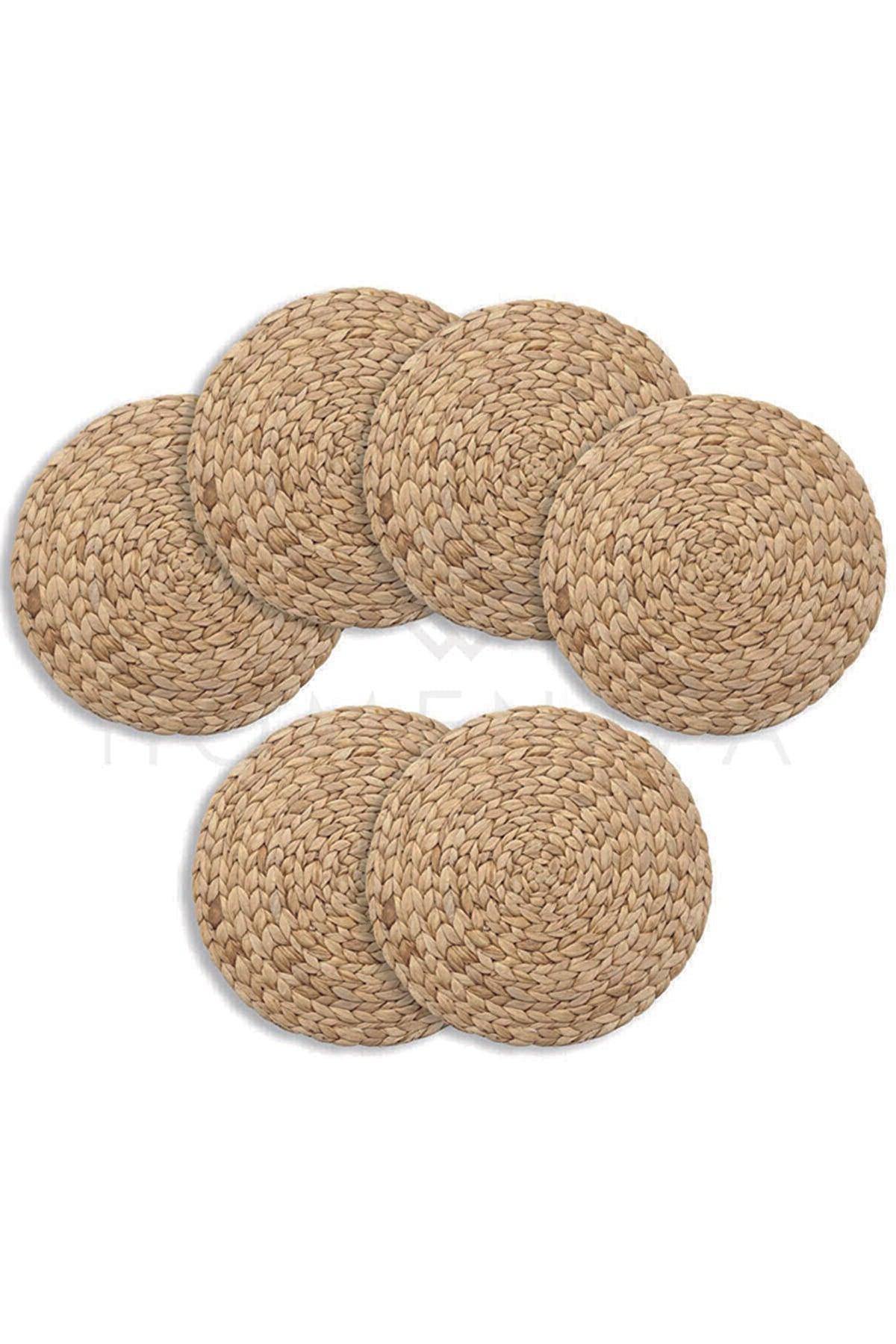 6 Pcs Placemat Wicker Base Round Bamboo Quality 37 Cm Large - Swordslife