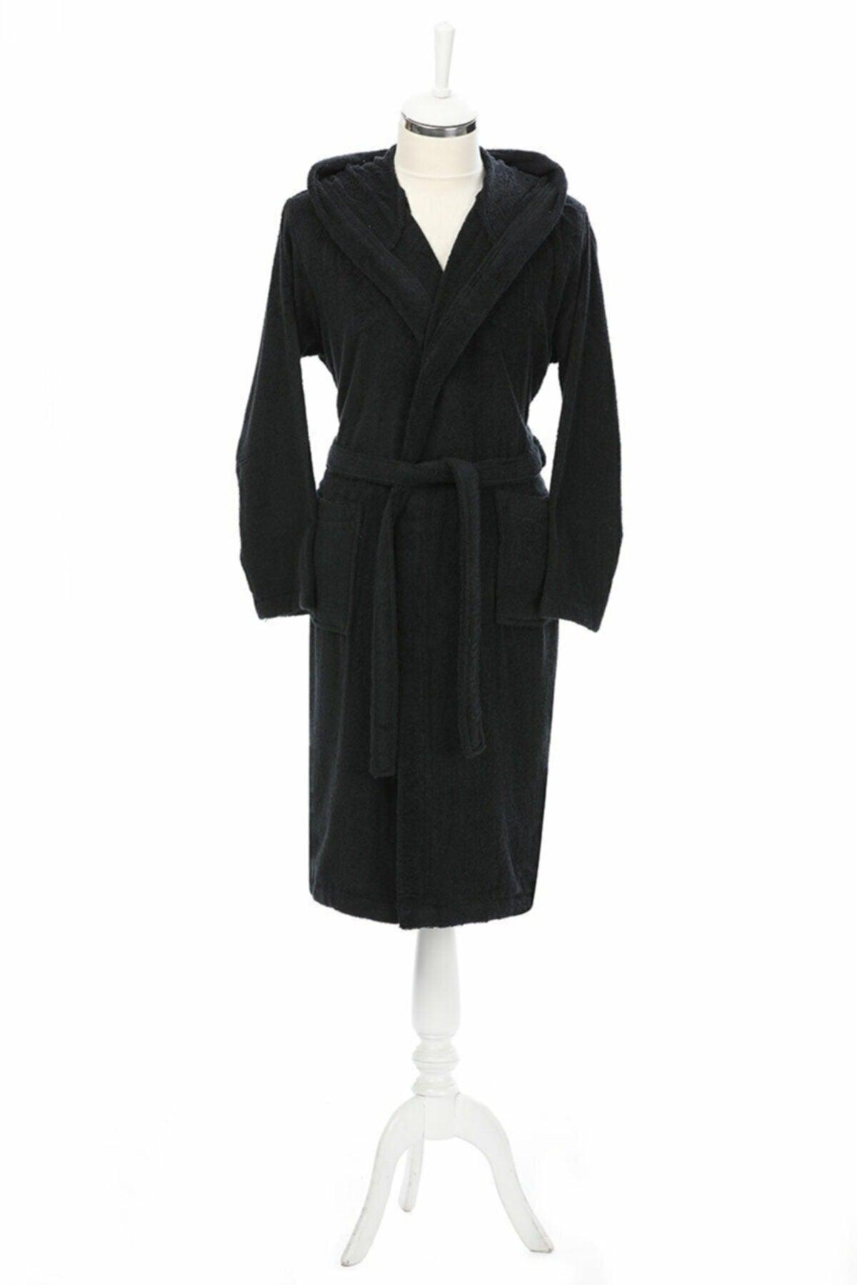 Unisex Black Soft Life Hooded Bathrobe S/m Size - Swordslife