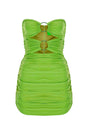 Green Bust Two-Ring Ruffle Strapless Draped Mini Evening Dress - Swordslife