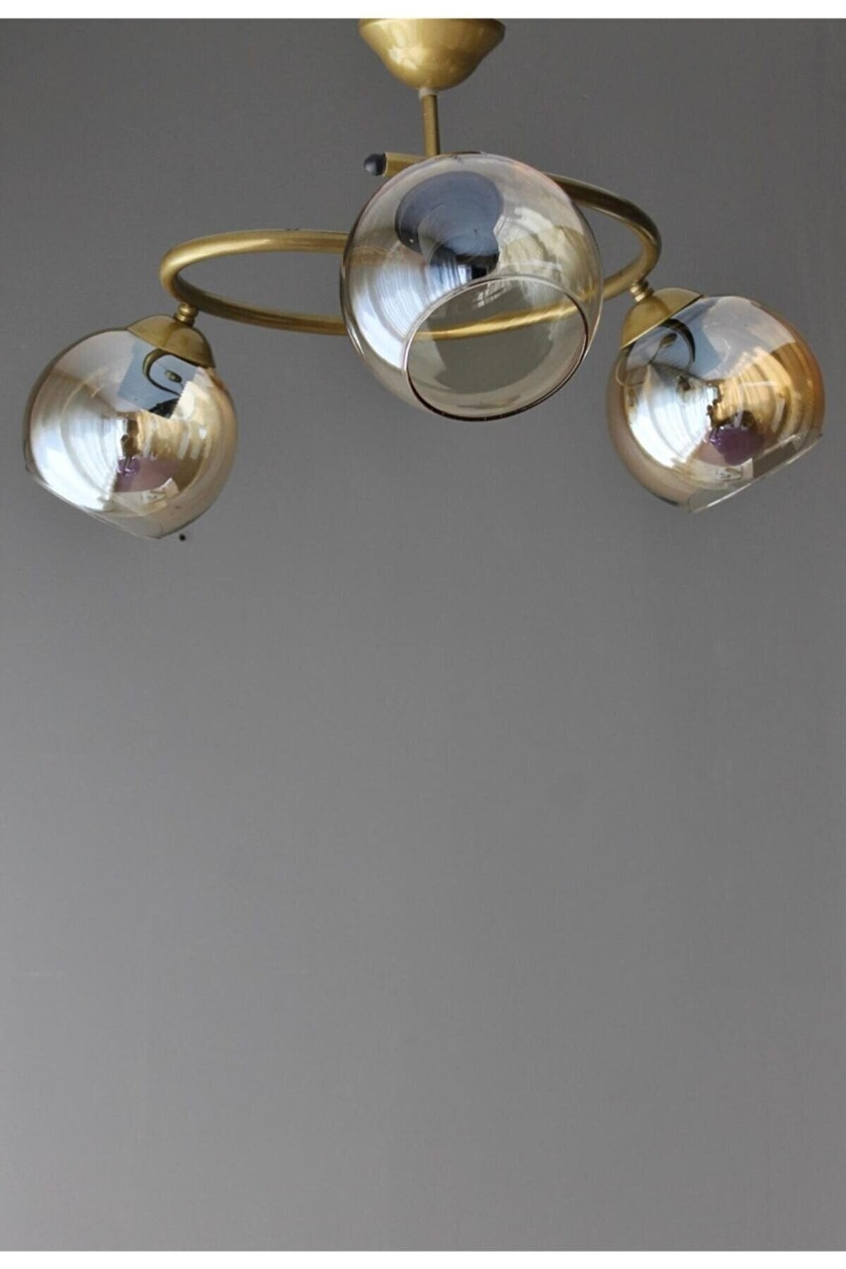 Tropical Antique Colored Honey Glass Modern Living Room - Kitchen - Bedroom 3-Piece Chandelier