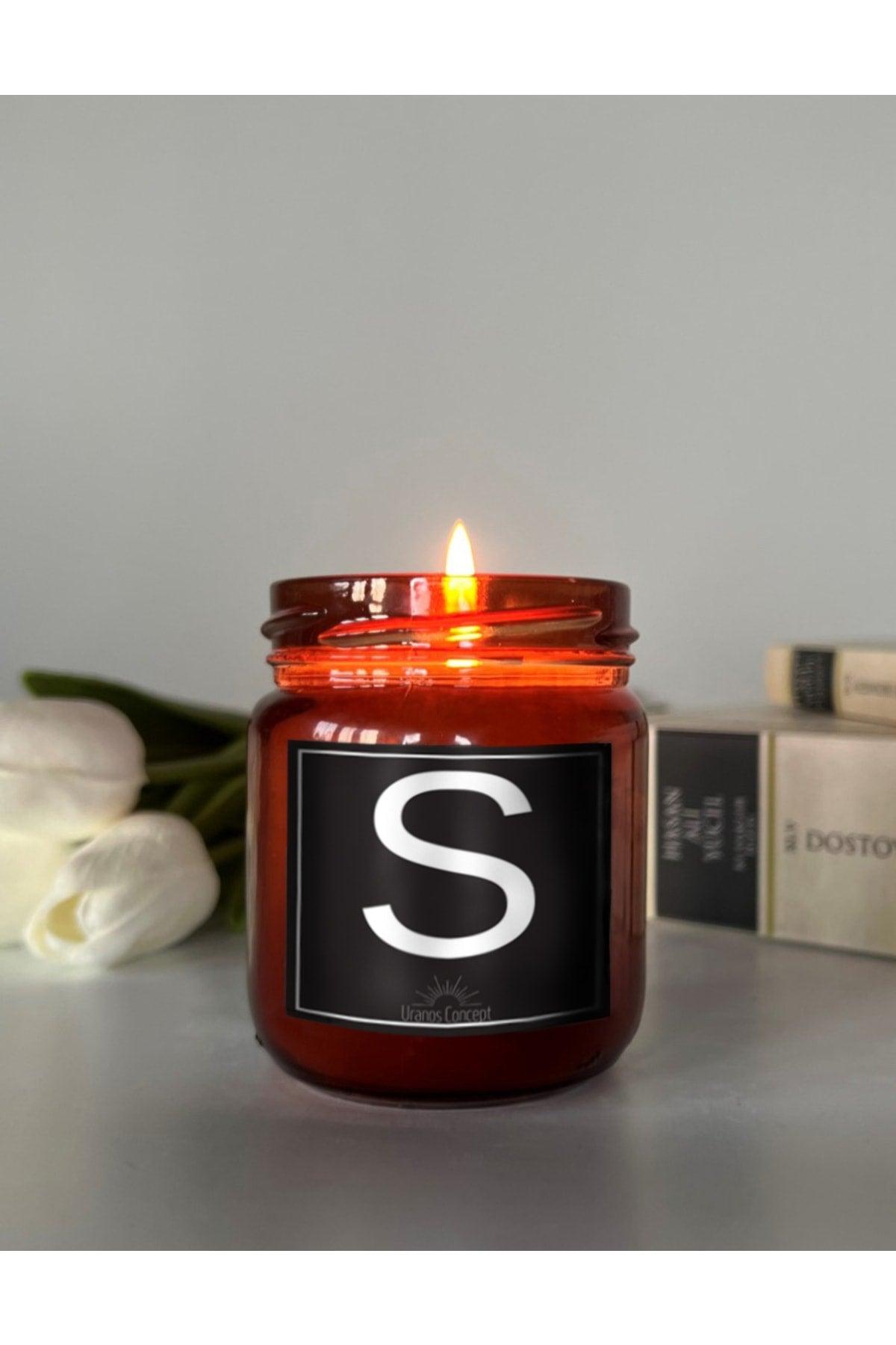 S Letter Vanilla Scented Amber Jar Candle - Swordslife