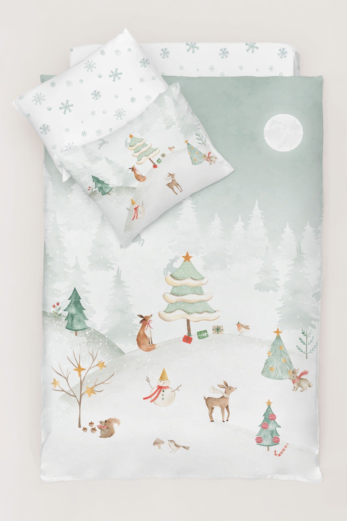 Snowland 100% Cotton Satin Baby Duvet Cover Set