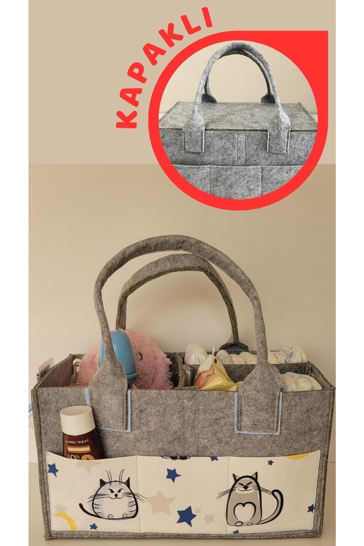 Handmade Multi-Purpose Felt Mother Baby Care And Organizer Bag Functional Organizer With Lid