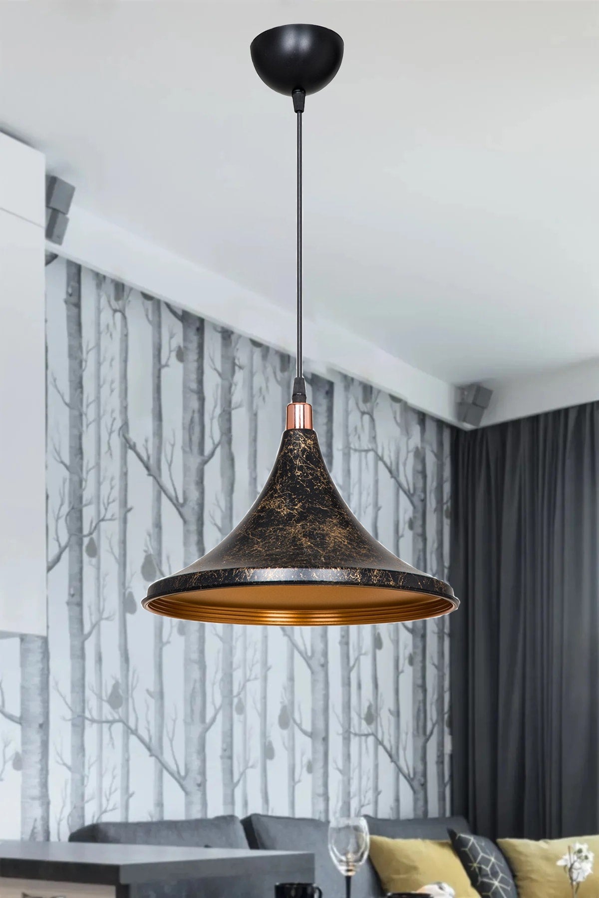 Black Marble Pattern Pendant Lamp Chandelier Bedroom Living Room Kitchen Hallway Lamp