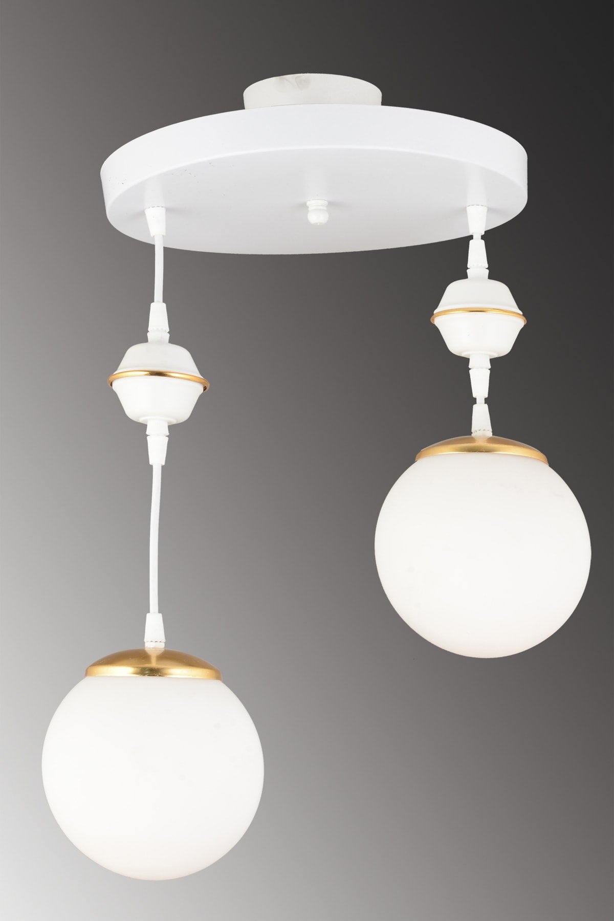 Pendant Lamp Tray White 2-Piece White Globe Glass Downward Facing Luxury Chandelier