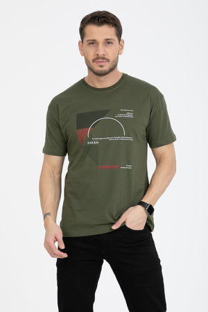 Men'S Printed T-Shirt Regular Fit Khaki