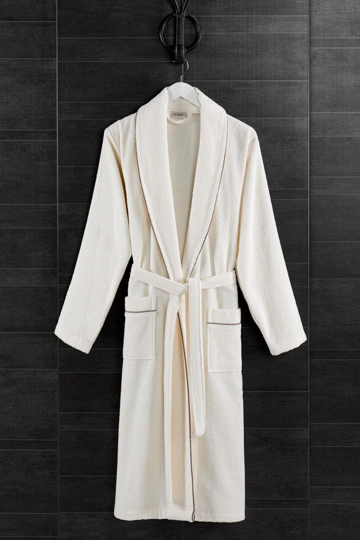 Unisex Prestige Shawl Collar Bathrobe Ecru - Swordslife