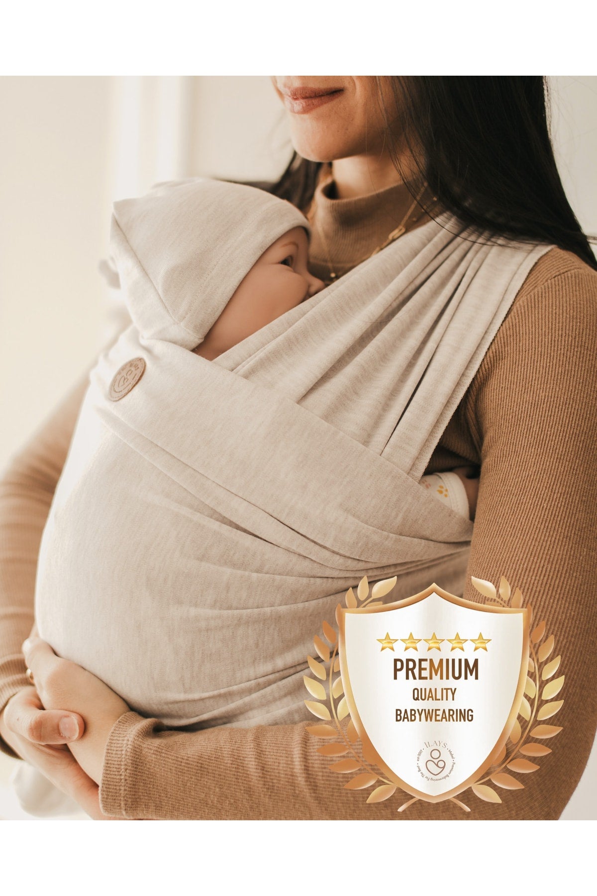 Premium First Class Cotton Flexible Wrap Sling Soft Beige (BABYWEARING SPECIAL MANUFACTURING FABRIC)
