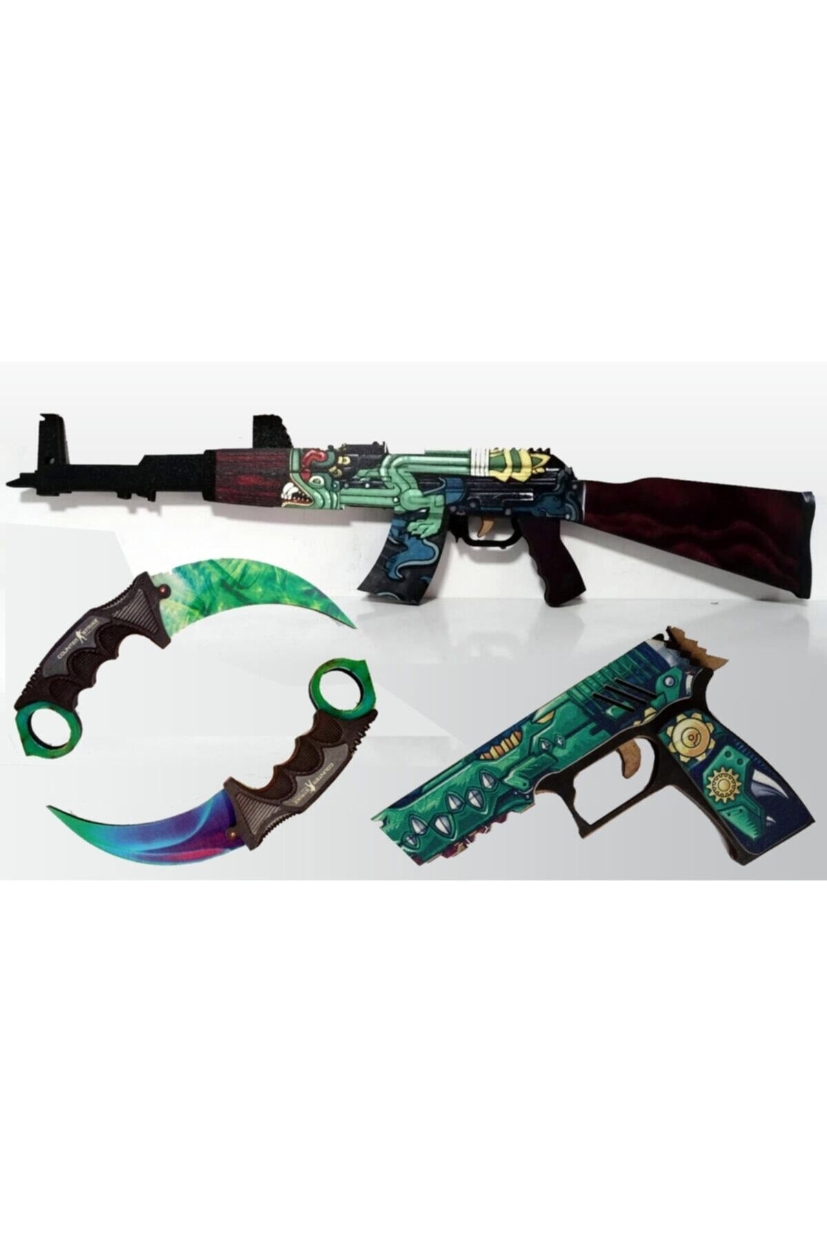 Wooden Cs - Go Ak47 Fire Snake Skin Covering Toy Set3