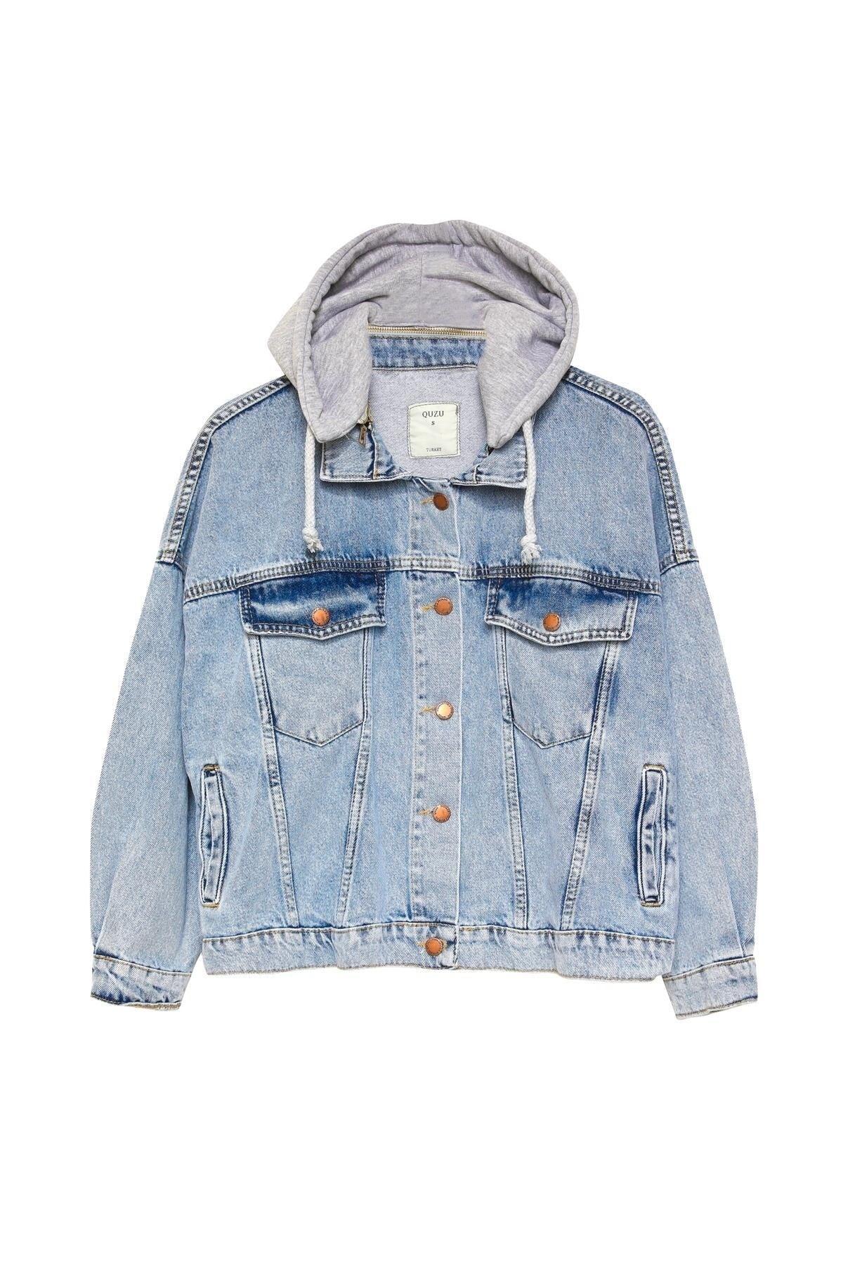 Hooded Oversize Denim Jacket Blue - Swordslife