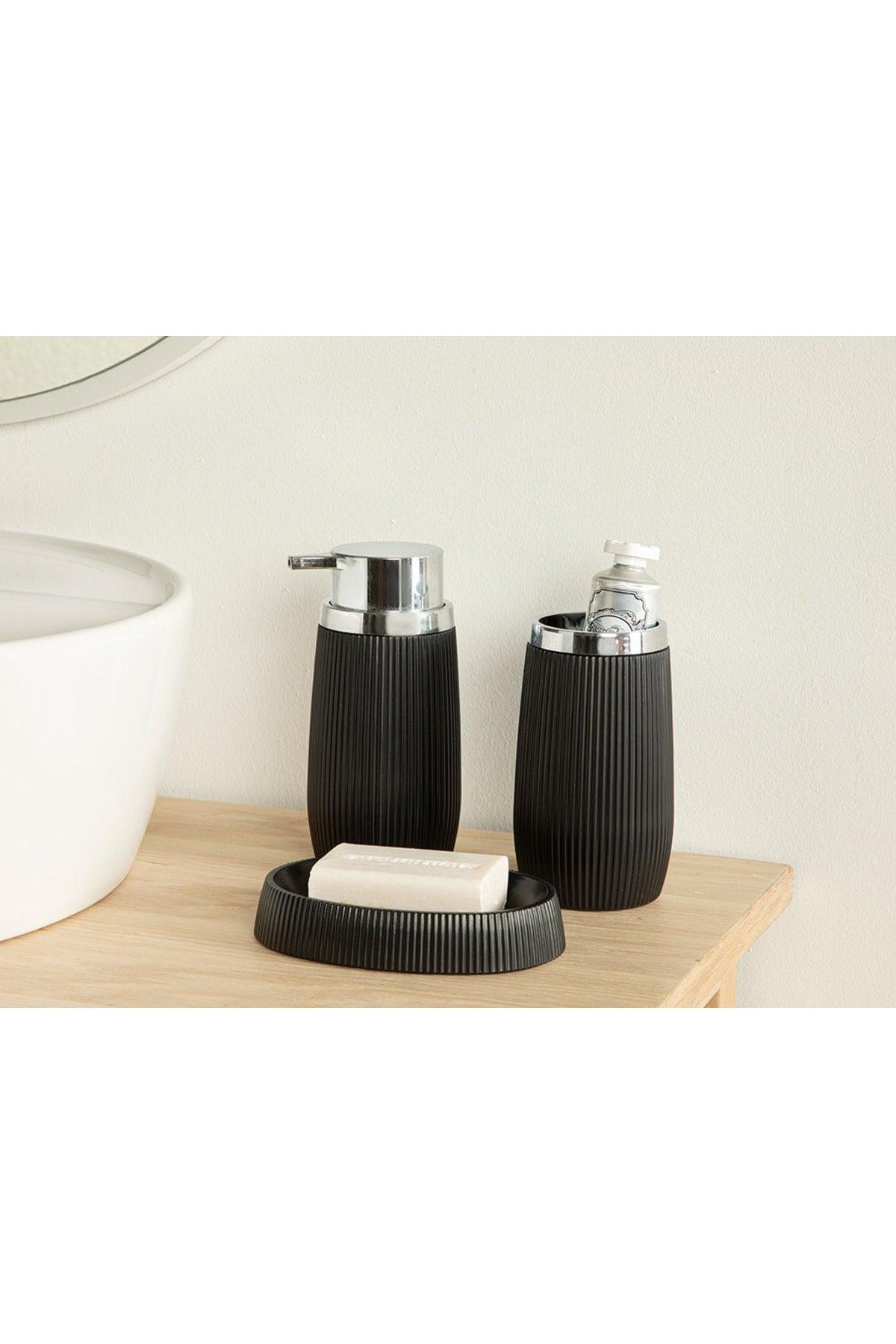 Evelyn 3 Piece Bath Set Black - Swordslife