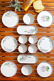 14 Piece Stackable Lavender Breakfast Set For 6 People - Luxury Breakfast Presentation Set Plate