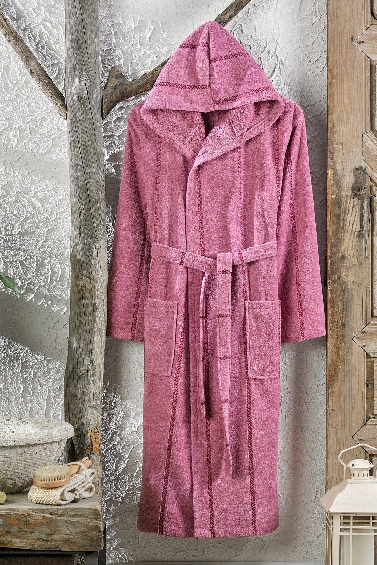 Cotton Velvet Hooded Unisex Plum Bathrobe - Swordslife