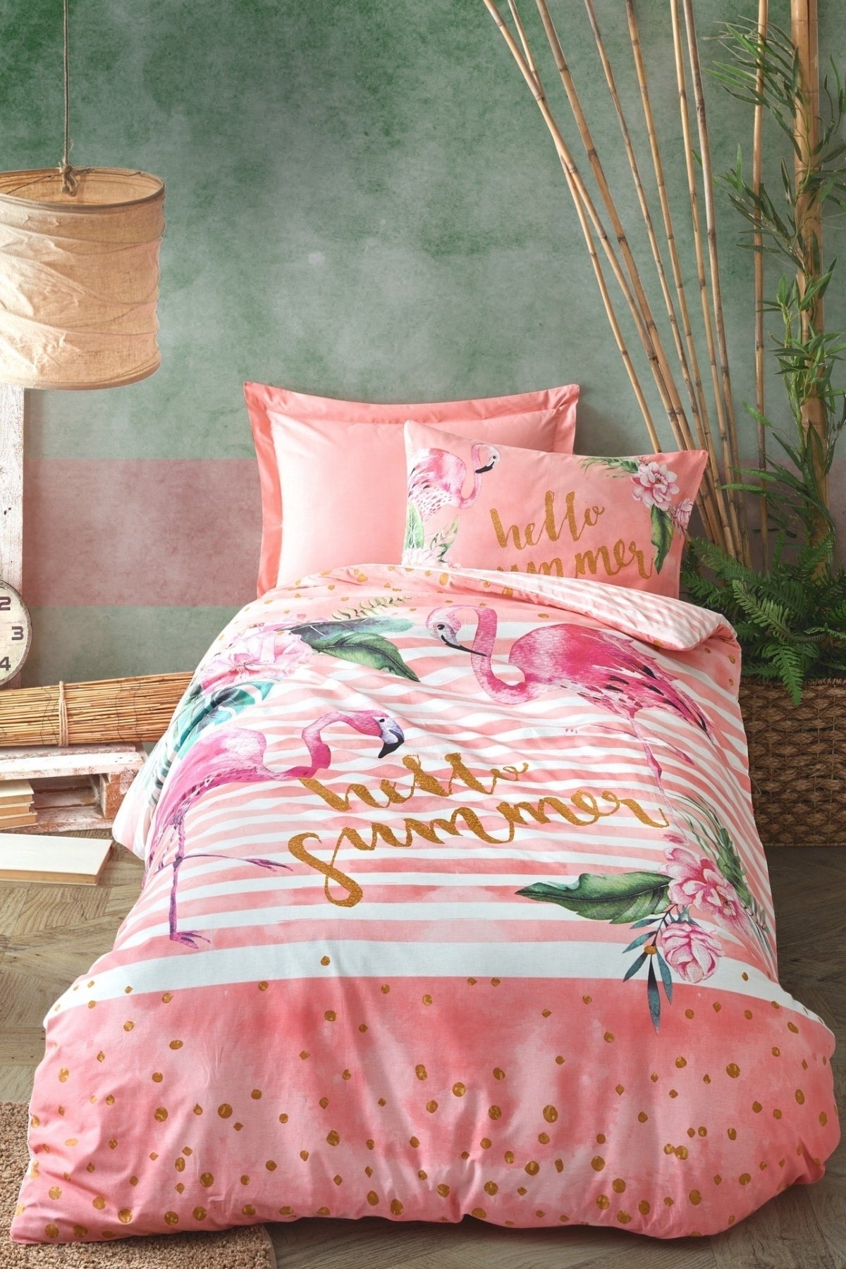 Teenage Room 100% Cotton Elastic Bed Linen Girl Child Duvet Cover Set Pink Color