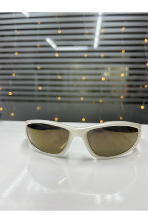 Framed Millennium Y2K Unisex Design Sunglasses Pearlescent - Brown