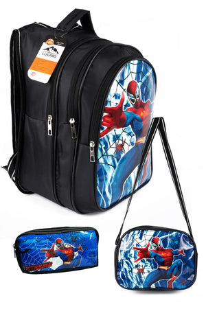 Backpack Set Middle School Primary School 3 Pockets Padded Spider Black
