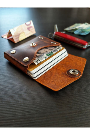 Olmeca Genuine Card Holder.Leather Wallet Personalized.
