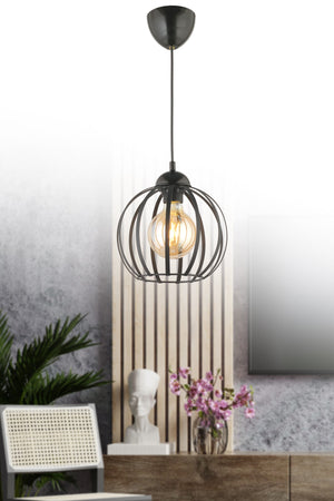 Mira Single Metal Chandelier-Black