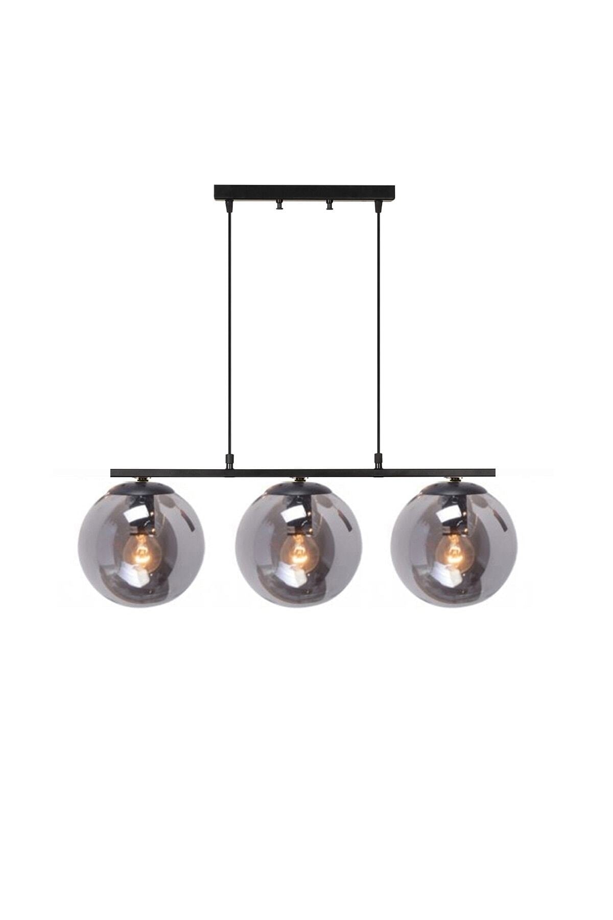 Poki Modern Dining Table, Seating Group, Middle Area Smoked Glass Triple Row Chandelier