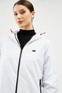 Women's White Inner Lined Waterproof Hooded Raincoat with Pocket - Windbreaker Jacket - Swordslife