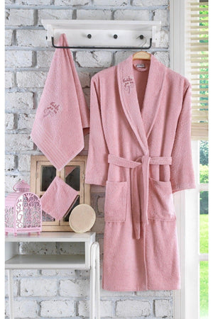 Ayla 5 Piece Single Embroidered Bathrobe Set | Bathrobe Set | Bathrobe | Dowry set - Swordslife