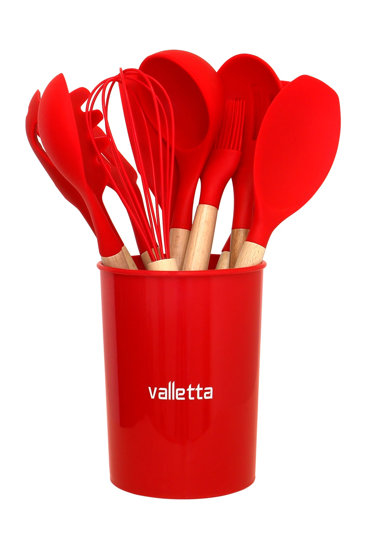 Mikla Heat Resistant Fireproof Non-Stick 33 Piece Silicone Spatula Kitchen Set Red