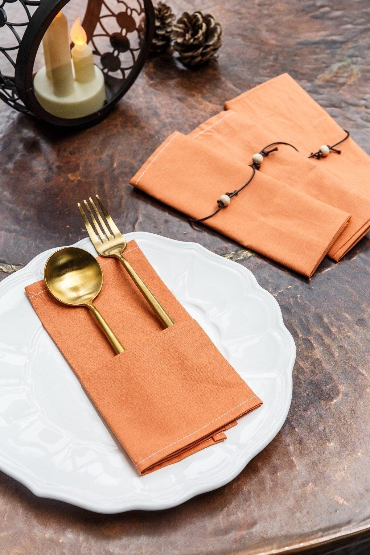 6 Pack Cinnamon Cotton Fabric Service Serving Napkin - Swordslife