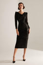Degaje Collar Pencil Skirt Black Glitter Sequin Engagement Dress - Swordslife