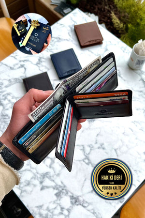 Black Butterfly Model Genuine Leather Men'S Name Custom Printed Wallet