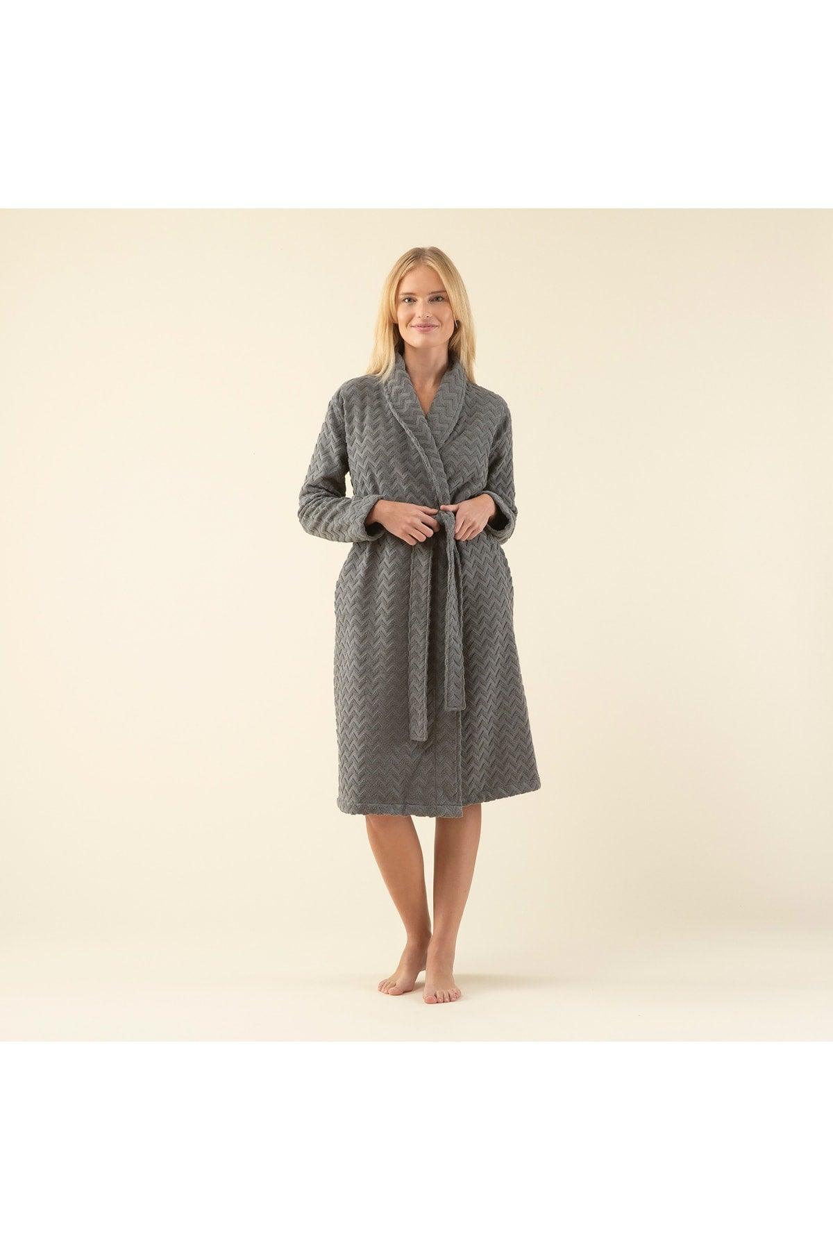 Zigzag Women's Bathrobe Anthracite - Swordslife