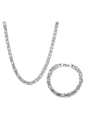 2 Years Warranty King Necklace Chain Bracelet Set 316 Steel Does Not Tarnish 925 Sterling Silver Men'S Necklace