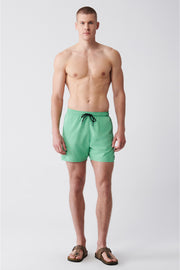 Men'S Light Green Quick Dry Standard Size Straight Swimwear Marine Shorts E003801