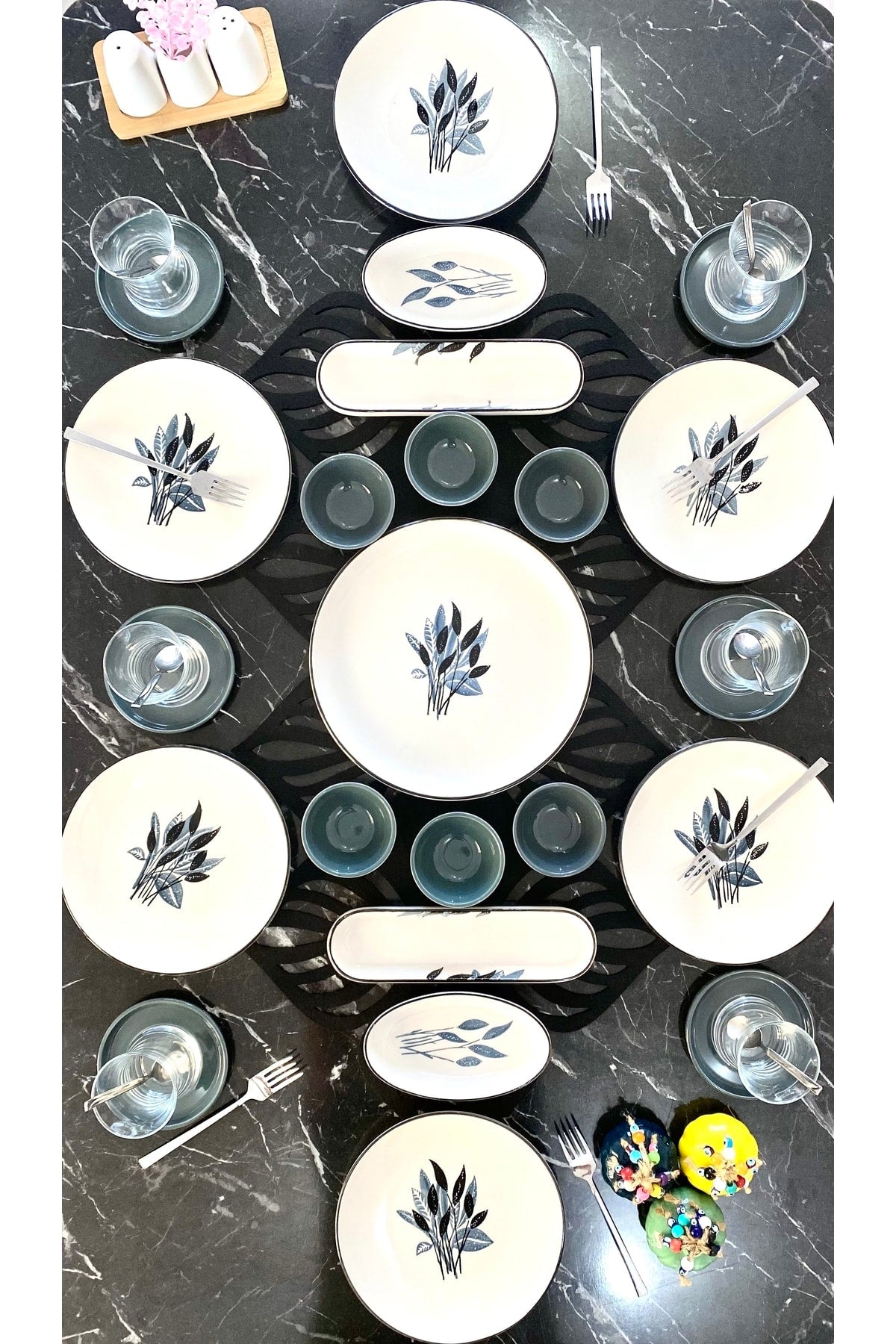 Başak Gray 6 Person 23 Piece Breakfast Set
