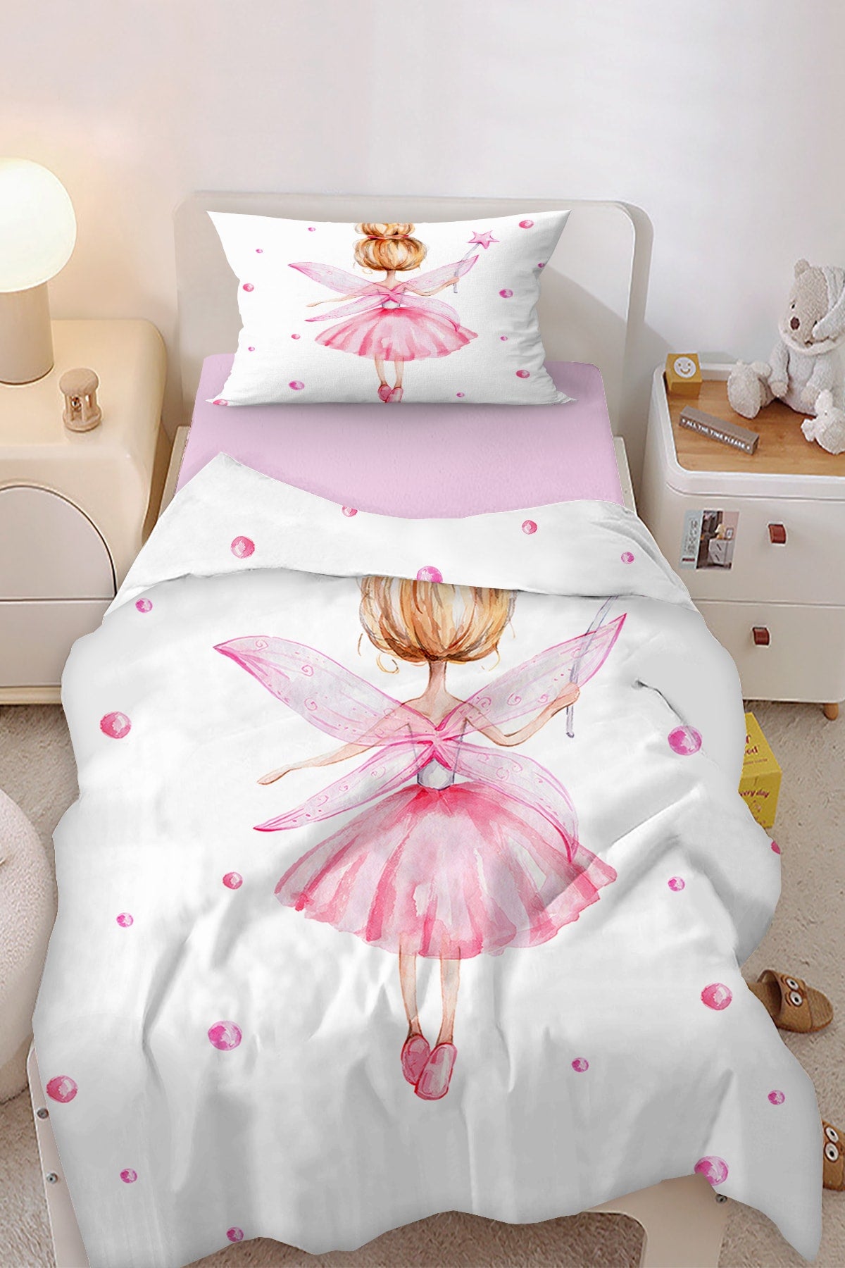 Ballerina Princess Fairy Girl Patterned Single Baby Kids Duvet Cover Set