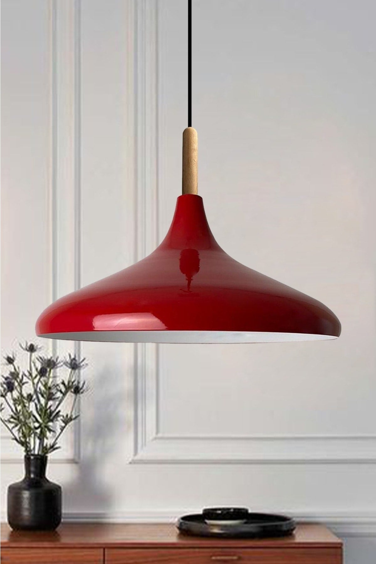 Red Champion Wooden Single Chandelier Pendant Lamp Living Room Kitchen Cafe Boutique Lamp Lighting Chandeliers