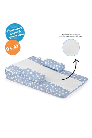 Multi-Function Washable Cover Orthopedic Baby Reflux Mattress-Degassing Baby Reflux Pillow Blue