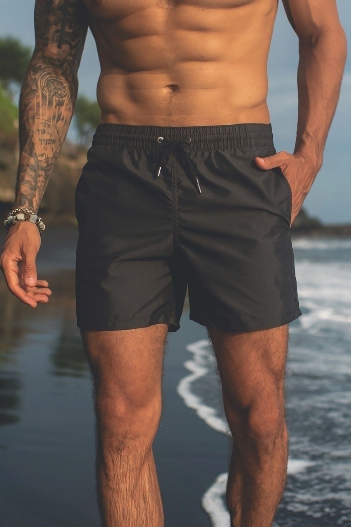Men'S Basic Standard Size Swimwear Pocket Sea Shorts
