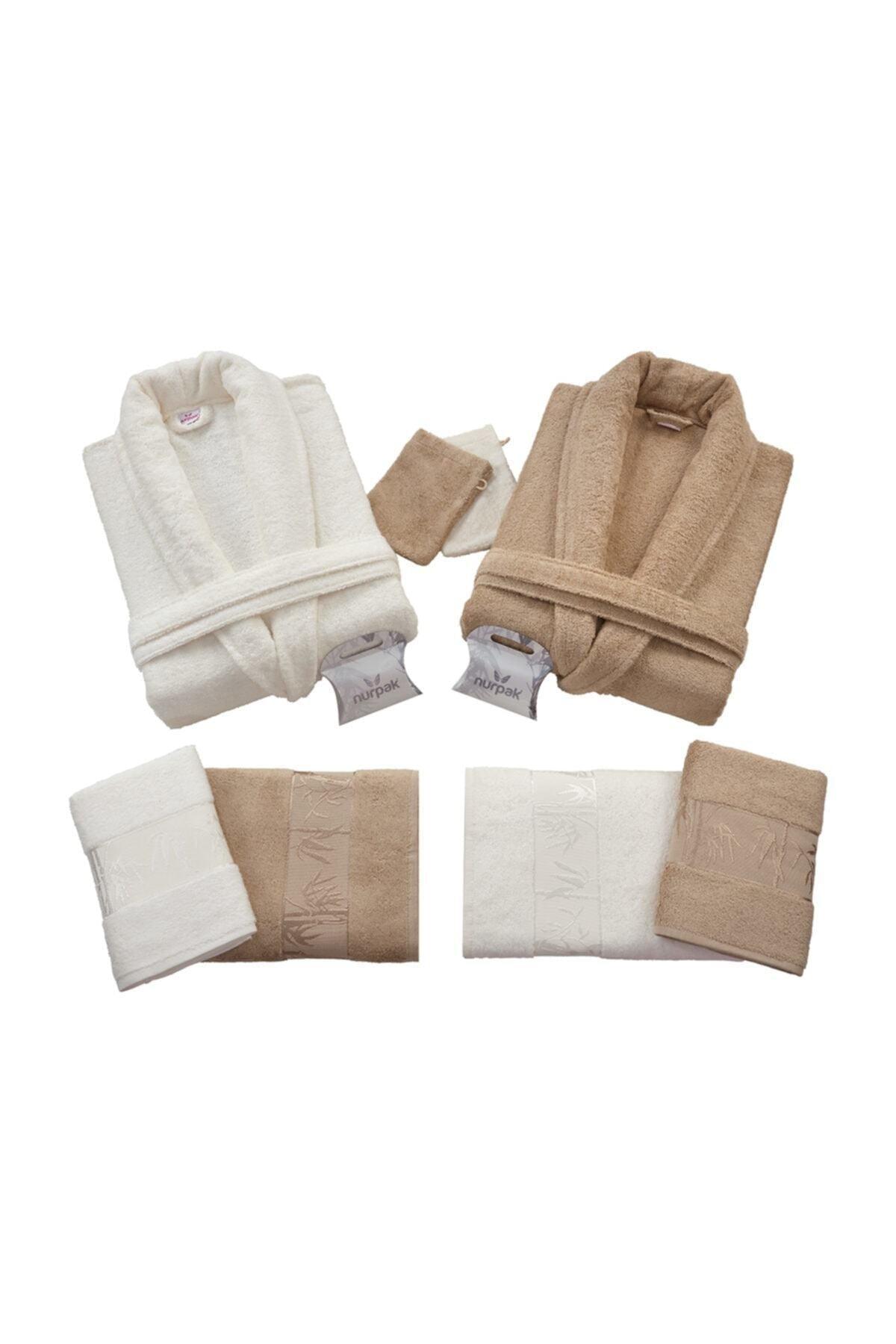 Bamboo Family Bathrobe Set (10 Pcs) Cream-brown Nrpk000550 - Swordslife