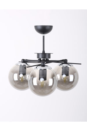 Triangle Black Chrome 3 Smoked Glass Chandelier